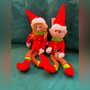2 adorable posable Christmas elves Burton + Burton (Bb)